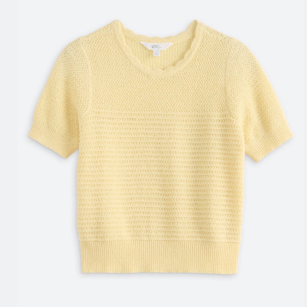 Market & Spruce Zoe Crewneck Sweater Women Medium Yellow New With Tags